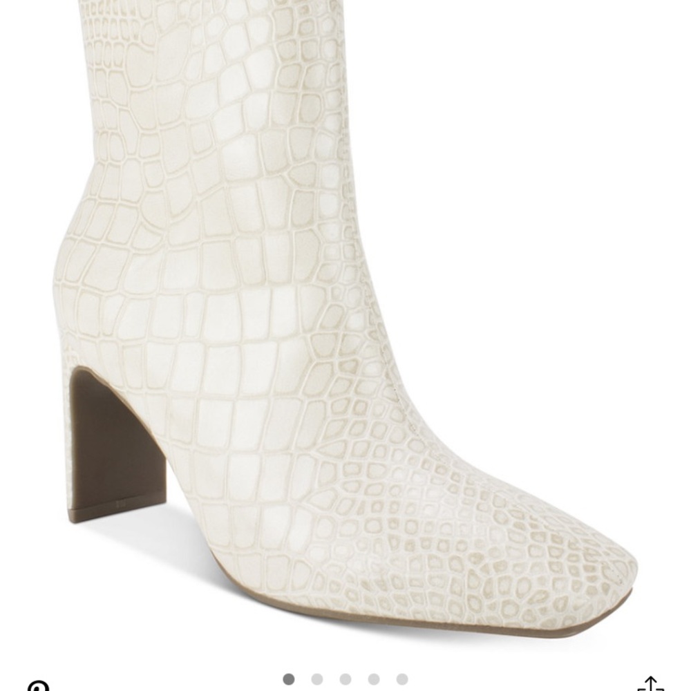 White snakeskin booties